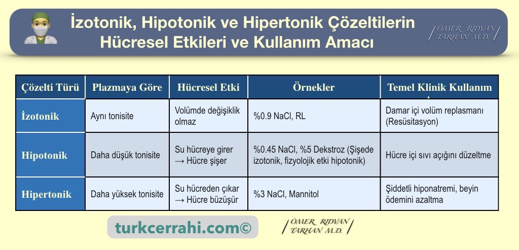 İzotonik, Hipotonik ve Hipertonik Çözeltilerin Hücresel Etkileri ve Kullanım Amacı